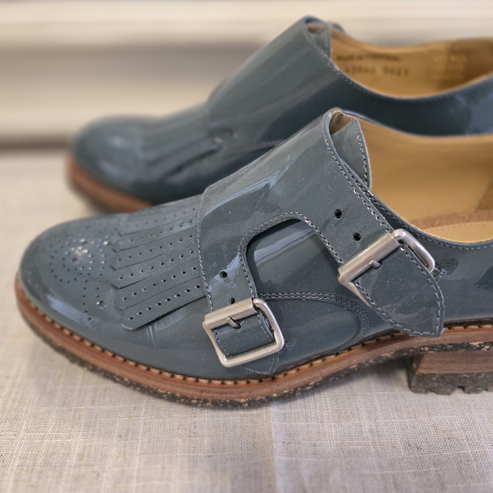 Teal Loafers with Brogue Detailing